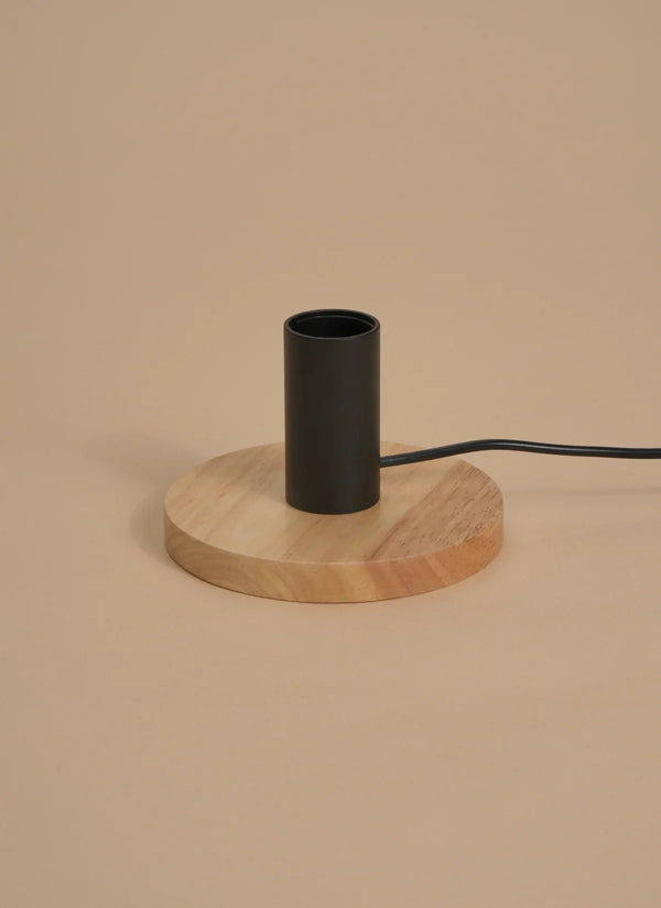 Soltech Alta stand with a black socket on a round wood base, no light fitted