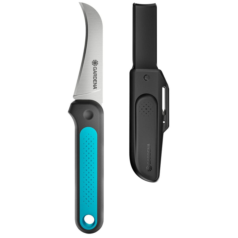 Gardena VeggieCut knife next to its holster