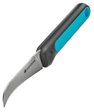 Close view of the curved VeggieCut blade and handle