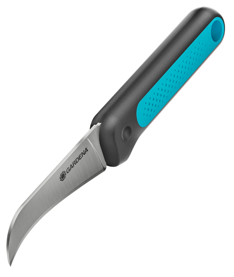 Close view of the curved VeggieCut blade and handle